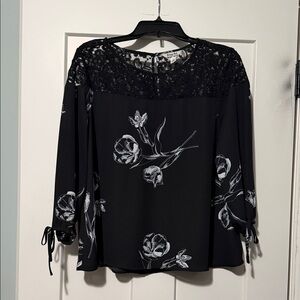 Krazy Kat Black and White Floral Lace Blouse